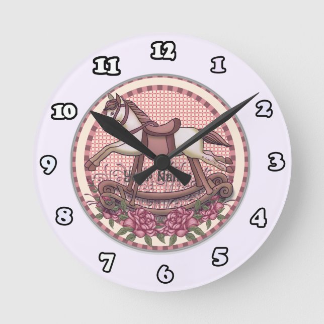 Redondo Mediano Reloj de caballo mecedor de rosas (Anverso)