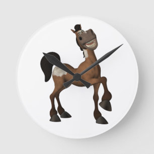 Redondo Mediano Reloj de caballo Personalizado divertido