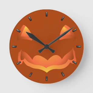 Redondo Mediano Reloj de calabaza Halloween Reloj Jack-O-Lantern