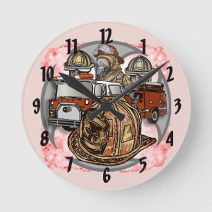 Redondo Mediano Reloj de camión de bomberos Cruz Bombero