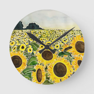 Redondo Mediano Reloj de campo de girasol