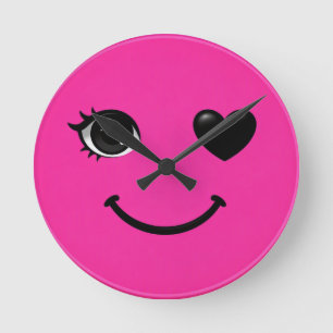 Redondo Mediano Reloj de Cara de Corazón de Ojo de Color Rosa Fuer