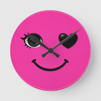 Redondo Mediano Reloj de Cara de Corazón de Ojo de Color Rosa Fuer