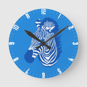 Redondo Mediano Reloj de cebra azul