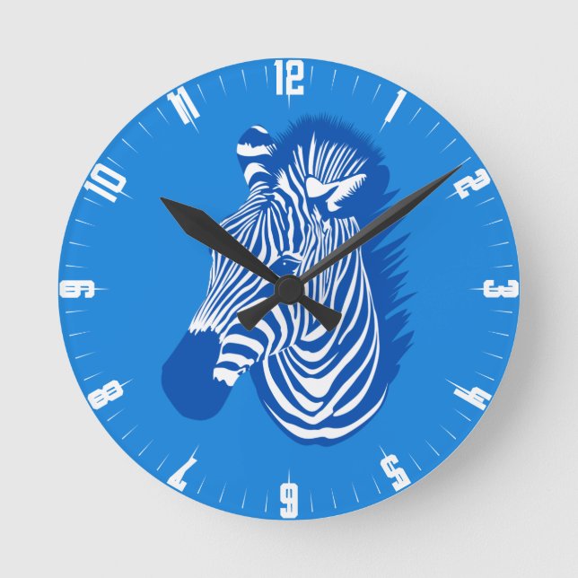 Redondo Mediano Reloj de cebra azul (Anverso)