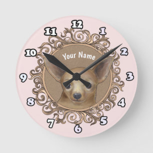Redondo Mediano Reloj de Chihuahua ornamentado