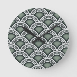 Redondo Mediano Reloj de círculos concéntricos Art Deco