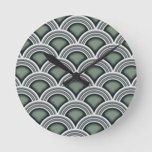 Redondo Mediano Reloj de círculos concéntricos Art Deco