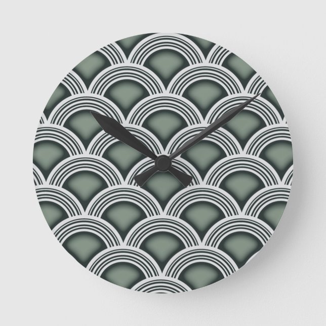 Redondo Mediano Reloj de círculos concéntricos Art Deco (Anverso)