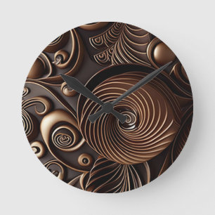 Redondo Mediano Reloj de cocina con tema de chocolate
