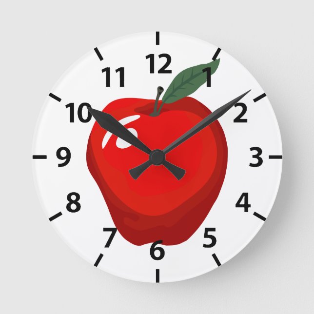 Redondo Mediano Reloj de cocina de Apple rojo (Anverso)