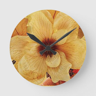 Redondo Mediano Reloj de cocina de la cara de la flor amarillo pál