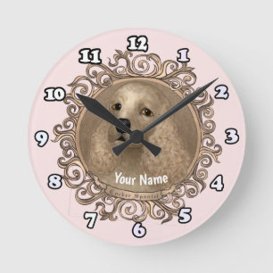 Redondo Mediano Reloj de Cocker Spaniel ornamentado