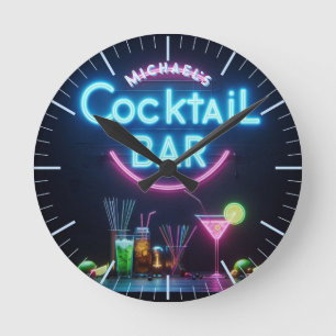 Redondo Mediano Reloj de cócteles Neon Personalizado Mancave Den
