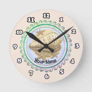 Redondo Mediano Reloj de conchas precioso