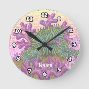Redondo Mediano Reloj de coral de mar brumoso con concha de mar