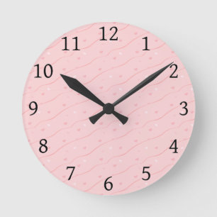 Redondo Mediano Reloj de corazones rosados