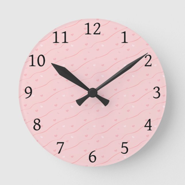 Redondo Mediano Reloj de corazones rosados (Anverso)