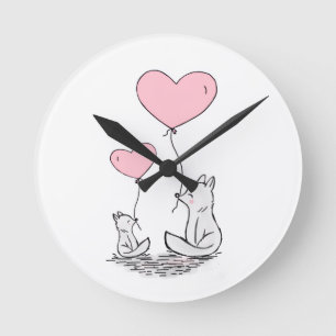 Redondo Mediano Reloj de corazones rosados astutos