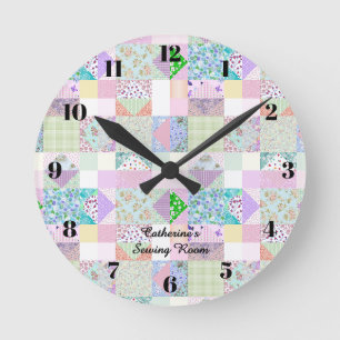 Redondo Mediano Reloj de costura de edredón colorido decoración de