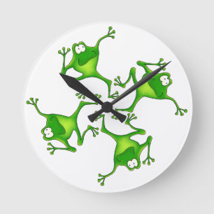 Redondo Mediano Reloj de cuatro ranas del dibujo animado