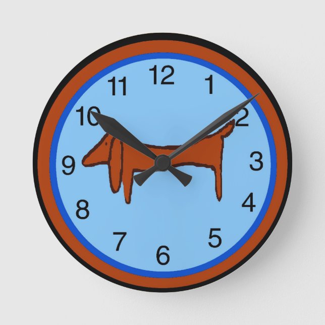 Redondo Mediano Reloj de Dachshund (Anverso)