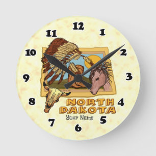 Redondo Mediano Reloj de Dakota del Norte