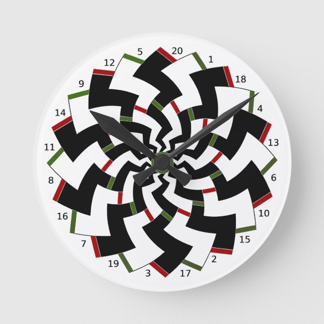 Redondo Mediano Reloj de dardos patrón zigzag (Anverso)