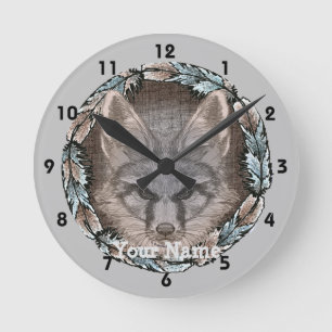 Redondo Mediano Reloj de dibujo de zorro