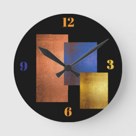 Redondo Mediano Reloj de diseñador geométrico negro de lujo