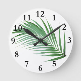 Redondo Mediano Reloj de diseño botánico de hojas de palmera