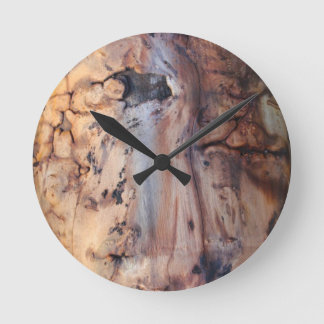 Redondo Mediano Reloj de diseño de madera de Burl