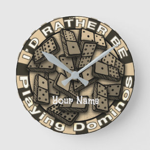Redondo Mediano Reloj de Dominoes más bien