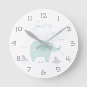Redondo Mediano Reloj de elefante Safari de selva/Reloj de pared d