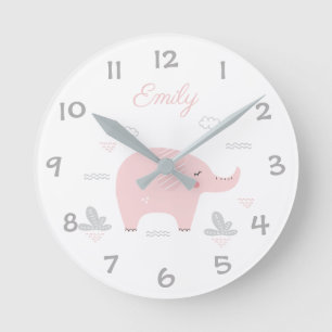 Redondo Mediano Reloj de elefante Safari de selva/Reloj de pared d