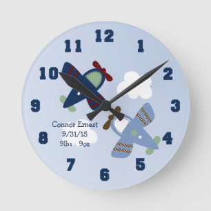 Redondo Mediano Reloj de enfermería de aviones adorables personali