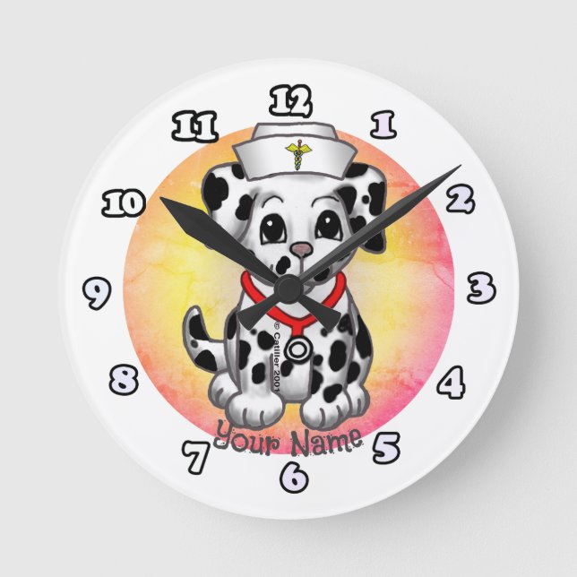 Redondo Mediano Reloj de enfermería de perro (Anverso)