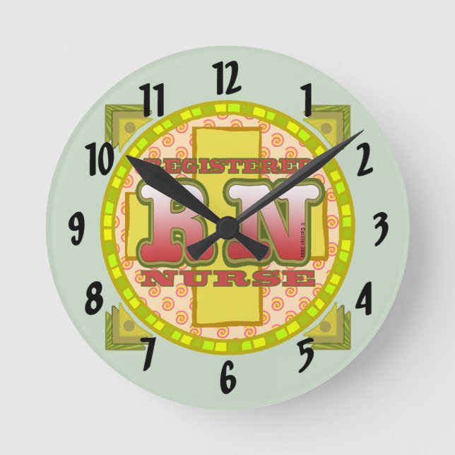 Redondo Mediano Reloj de enfermería de RN cruzada (Anverso)