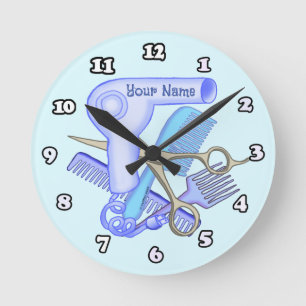 Redondo Mediano Reloj de esteticista de Blue Beauty Parlor