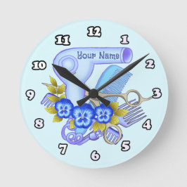 Redondo Mediano Reloj de esteticista de Blue Pansy Beauty Parlor