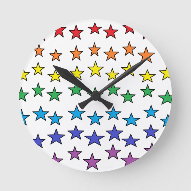 Redondo Mediano Reloj de estrellas coloridas (Anverso)