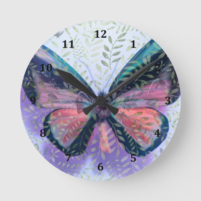 Redondo Mediano Reloj de fantasía de los jardines de mariposa (Anverso)