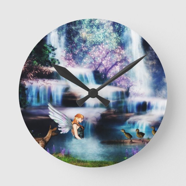 Redondo Mediano Reloj de fantasía de sueños de hadas (Anverso)