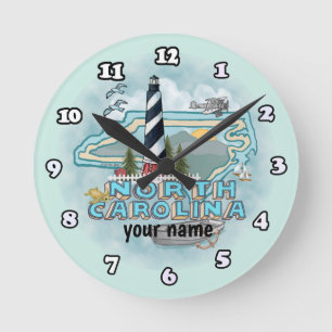Redondo Mediano Reloj de faro de Carolina del Norte