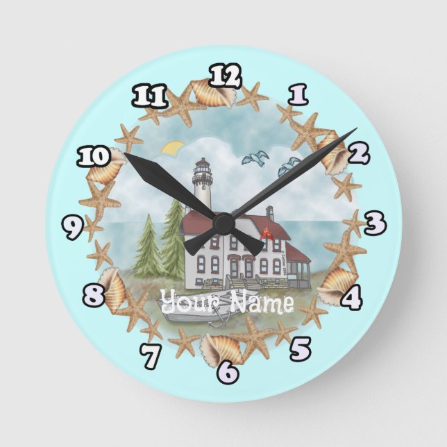 Redondo Mediano Reloj de faro de conchas de Illinois (Anverso)