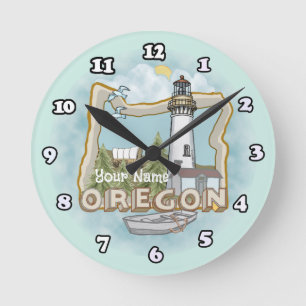 Redondo Mediano Reloj de faro de Oregon