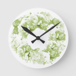 Redondo Mediano Reloj de flor de flores verde de Celery Green