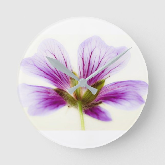 Redondo Mediano Reloj de flor morado (Anverso)