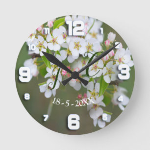Redondo Mediano Reloj de flores de cerezo