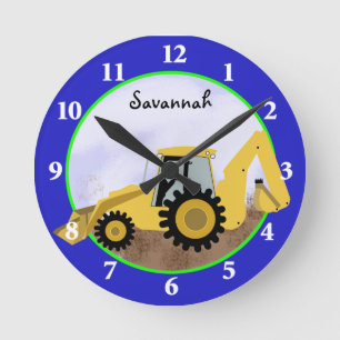 Redondo Mediano Reloj de fondo de construcción (azul) Añadir un no